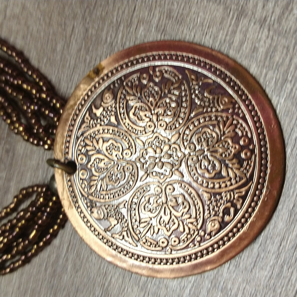 Copper Designed Medallion. Copper Colored Beaded … - image 2